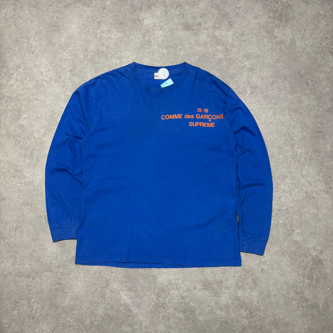 Supreme Comme De Garcon's Blue Long Sleeve T-Shirt (L)