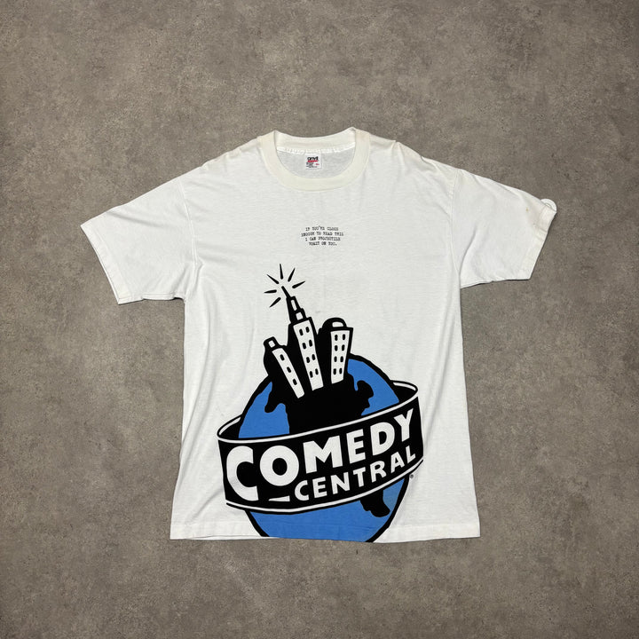 Vintage Comedy Central White Graphic T-Shirt (XL)