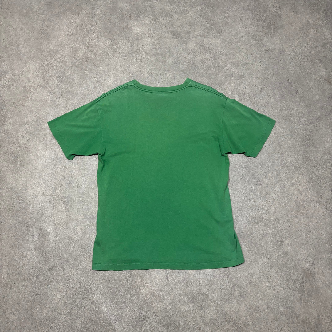 90's Vintage Stussy Green Graphic T-Shirt (M)