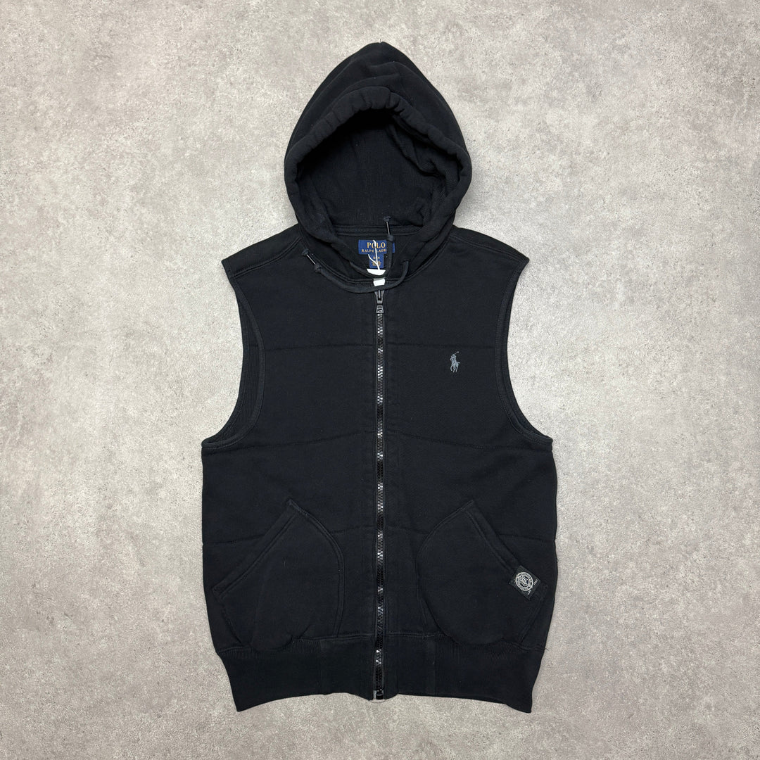 Polo Ralph Lauren Full Zip Hooded Vest Size S Black