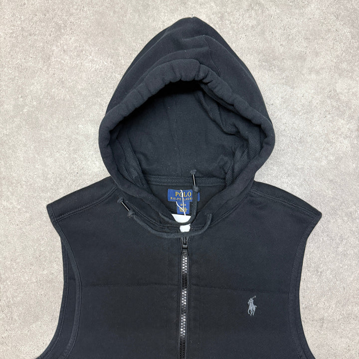 Polo Ralph Lauren Full Zip Hooded Vest Size S Black