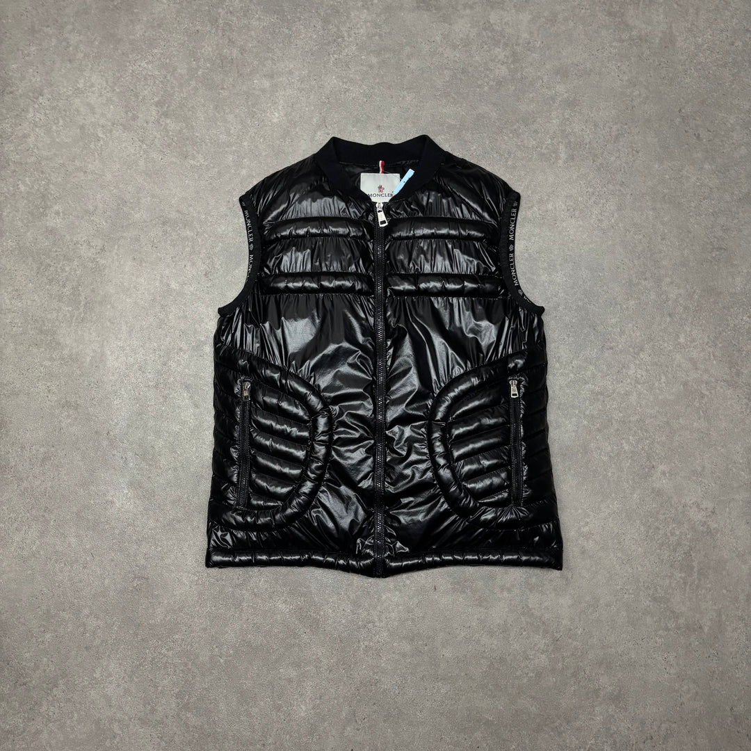 Moncler Down Black Logo Puffer Gilet (M)