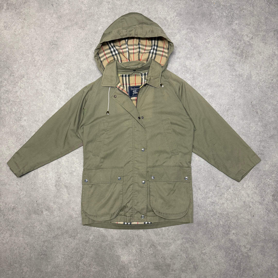 Burberry Classic Nova Check Jacket With Hoodie Size M Khaki