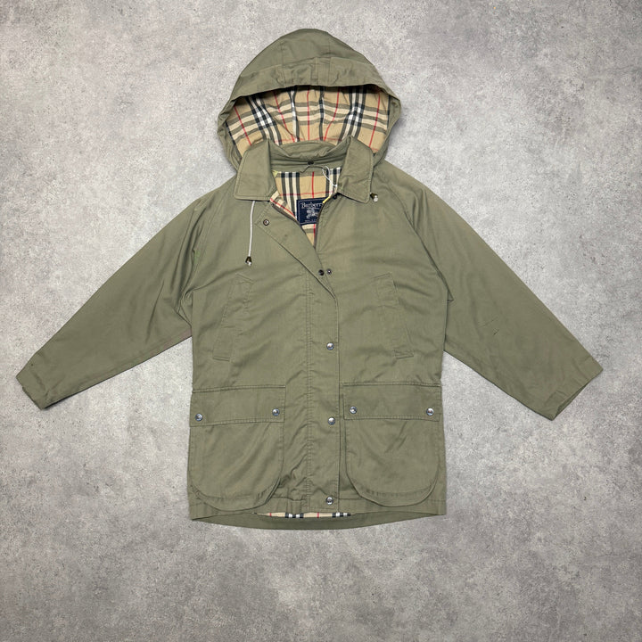 Burberry Classic Nova Check Jacket With Hoodie Size M Khaki