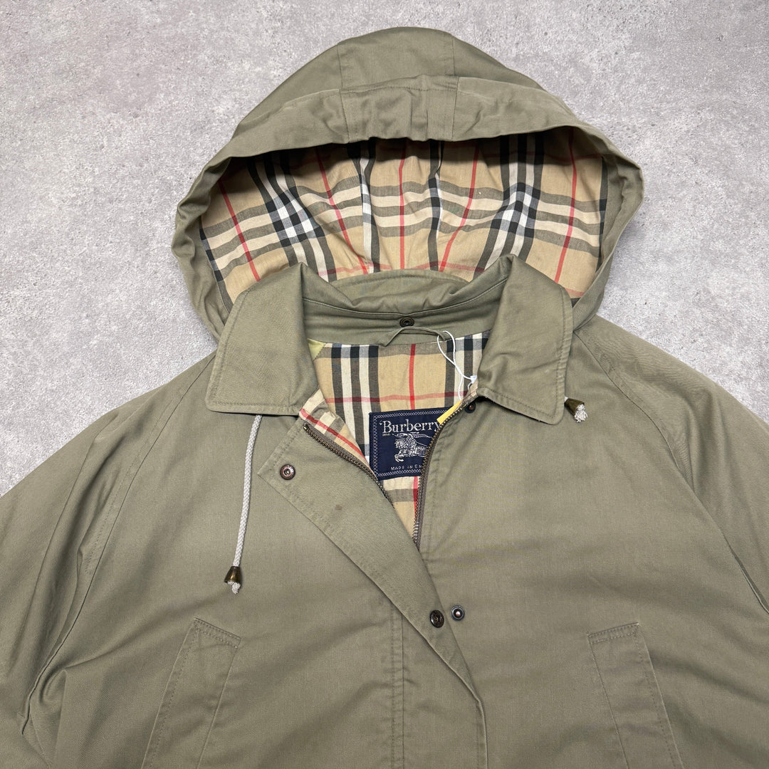 Burberry Classic Nova Check Jacket With Hoodie Size M Khaki