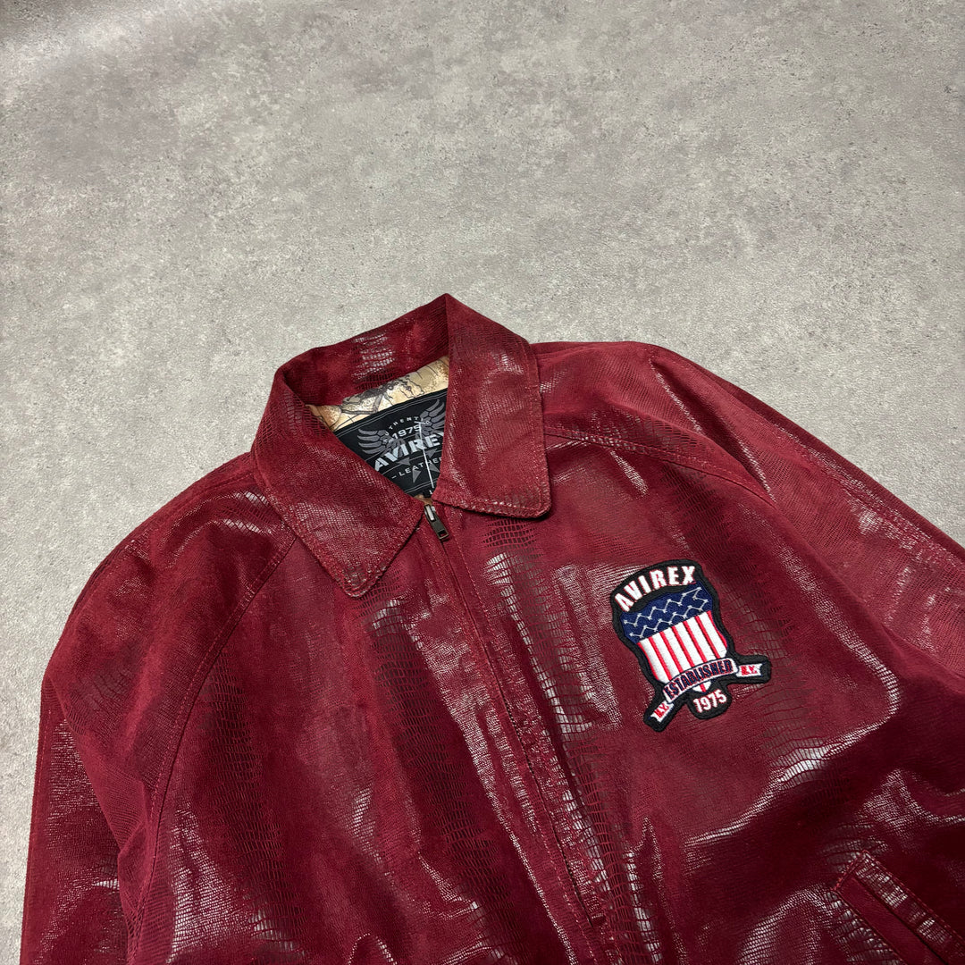 Vintage Avirex Red Snake Skin Leather Jacket (L)