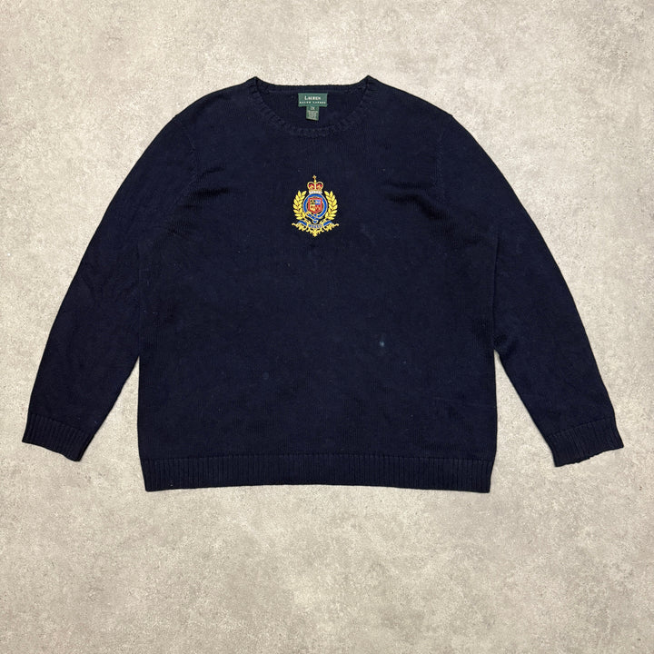 Vintage Polo Ralph Lauren Embroidered Jumper Women SIze XXL Navy