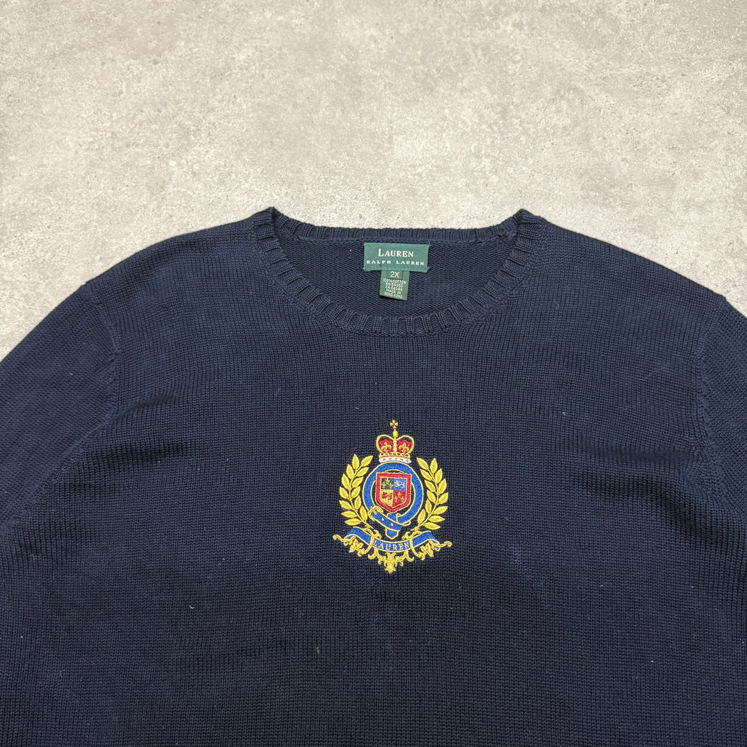 Vintage Polo Ralph Lauren Embroidered Jumper Women SIze XXL Navy