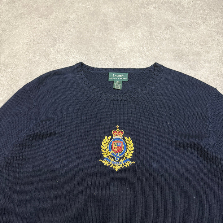 Vintage Polo Ralph Lauren Embroidered Jumper Women SIze XXL Navy