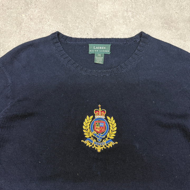Vintage Polo Ralph Lauren Embroidered Jumper Women SIze XXL Navy