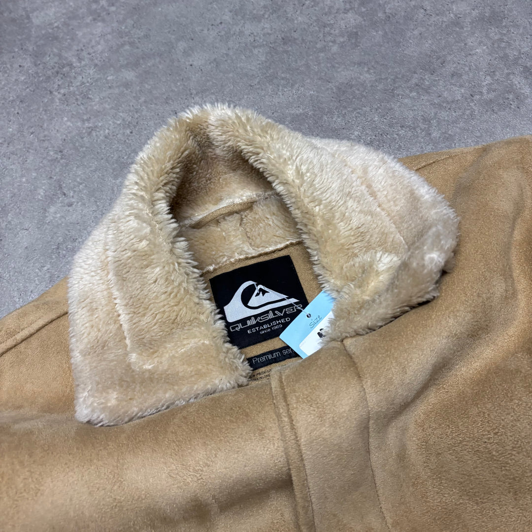 Vintage Quiksilver Beige Suede Leather Sherpa Jacket (M)