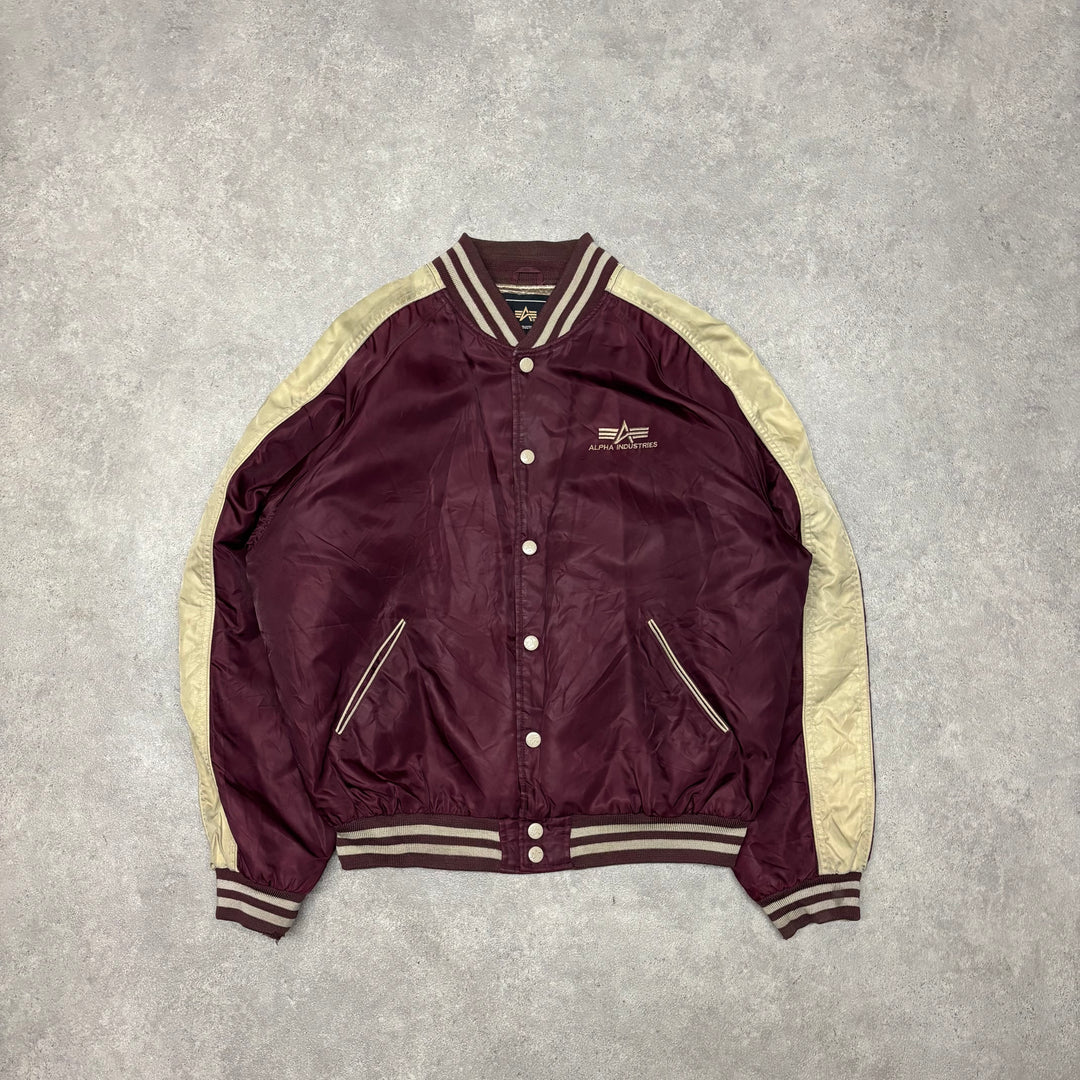 Vintage Alpha Industries Burgundy Bomber Jacket (XXL)