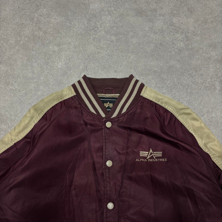 Vintage Alpha Industries Burgundy Bomber Jacket (XXL)