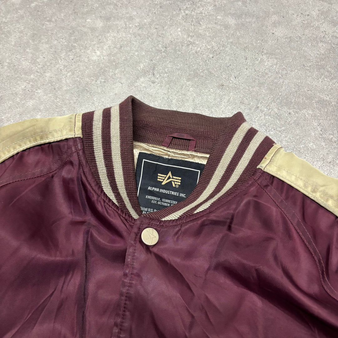 Vintage Alpha Industries Burgundy Bomber Jacket (XXL)