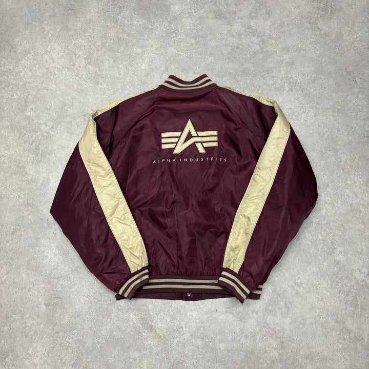 Vintage Alpha Industries Burgundy Bomber Jacket (XXL)