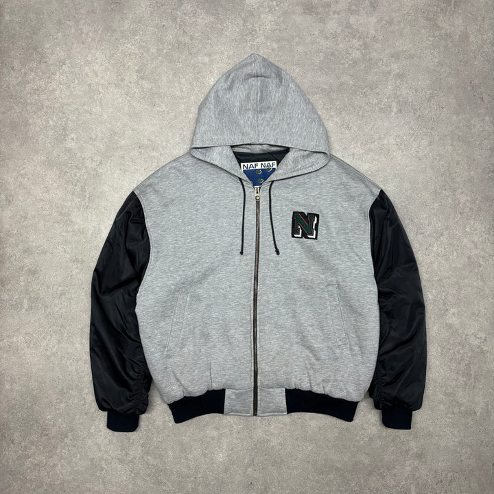 Vintage Naf Naf Grey Hooded Jacket (XXL)