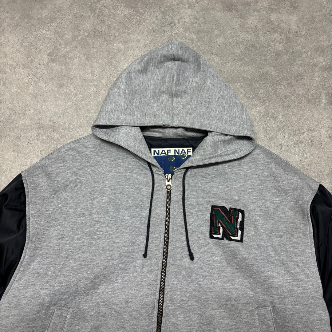 Vintage Naf Naf Grey Hooded Jacket (XXL)