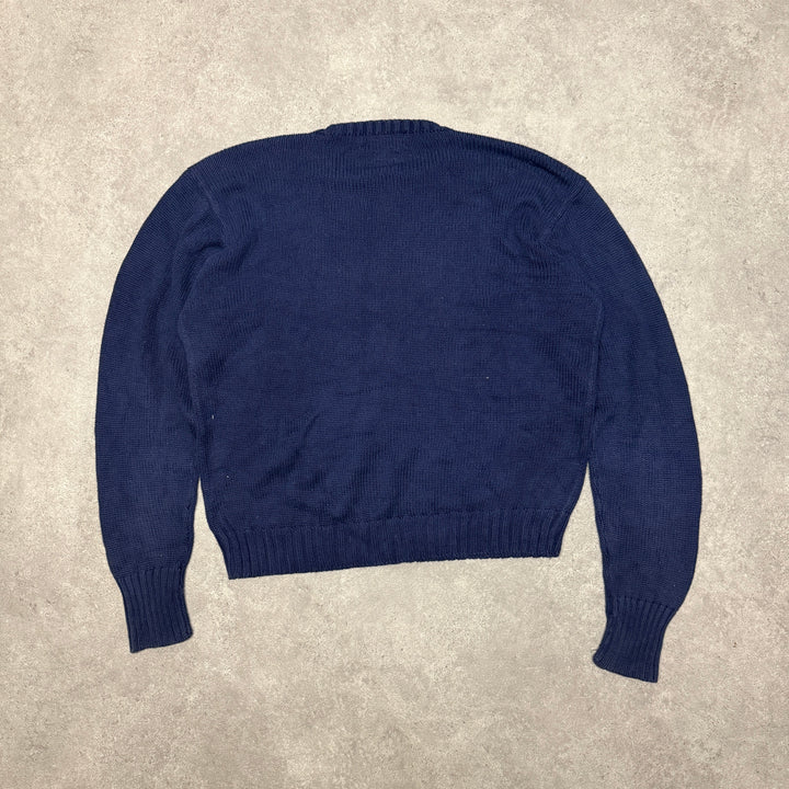 Polo Ralph Lauren Crew Neck Heavy Knit Jumper Size M Navy