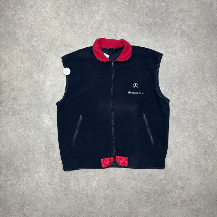 Vintage Mercedes Benz Navy Fleece Gilet (XL)