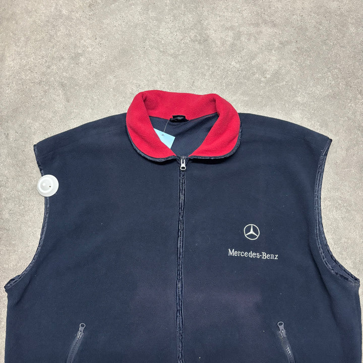 Vintage Mercedes Benz Navy Fleece Gilet (XL)