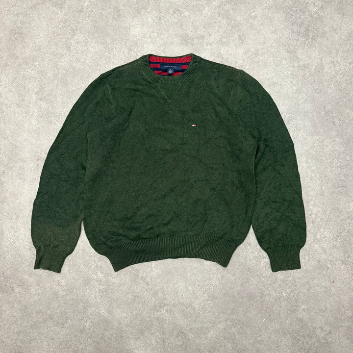 Tommy Hilfiger Crew Neck Heavy Knit Jumper Size M Green