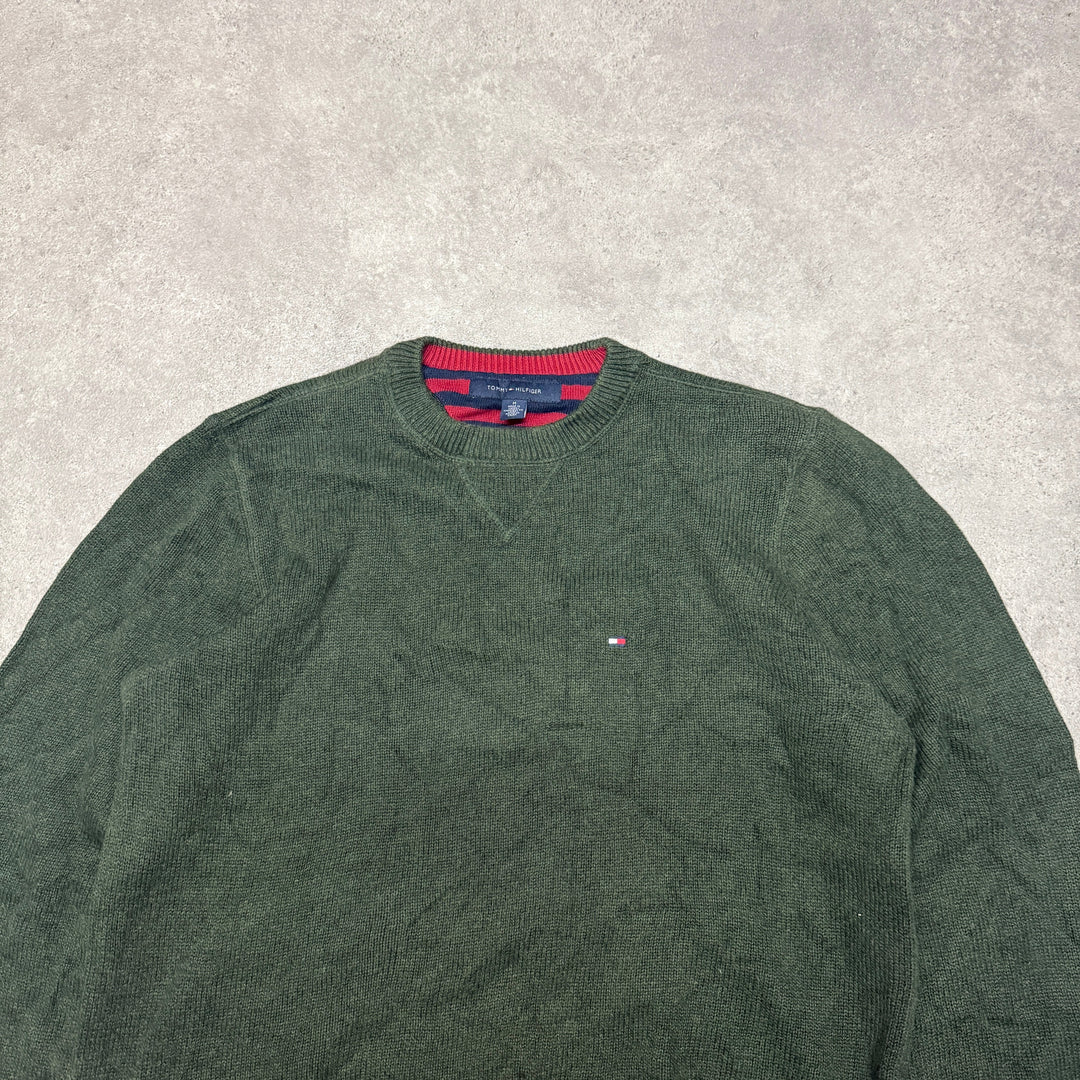 Tommy Hilfiger Crew Neck Heavy Knit Jumper Size M Green