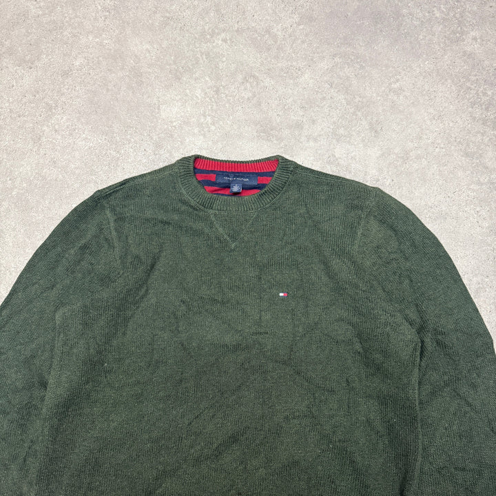 Tommy Hilfiger Crew Neck Heavy Knit Jumper Size M Green