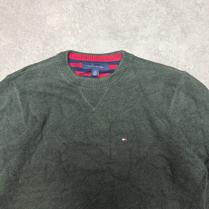 Tommy Hilfiger Crew Neck Heavy Knit Jumper Size M Green