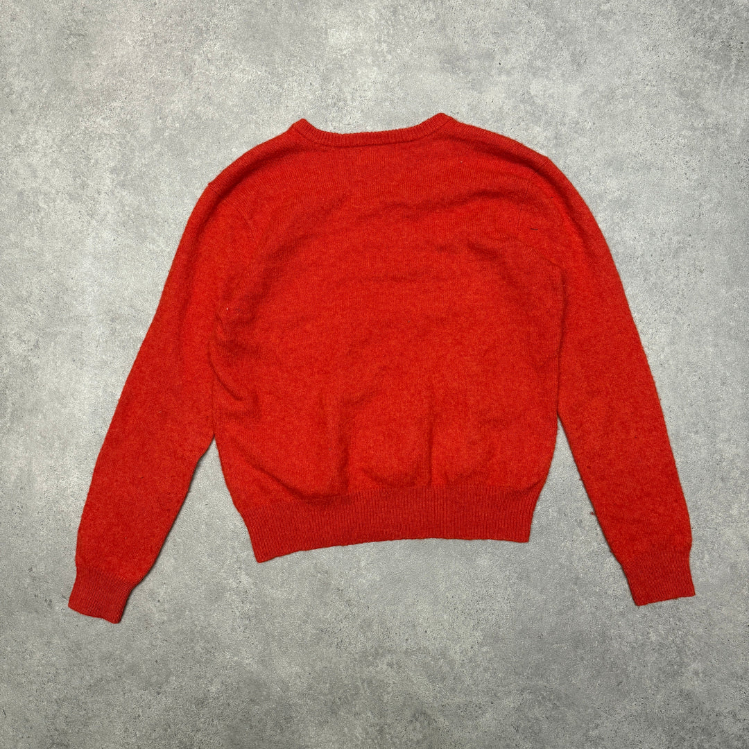 Polo Ralph Lauren V Neck Wool Jumper Size M Orange