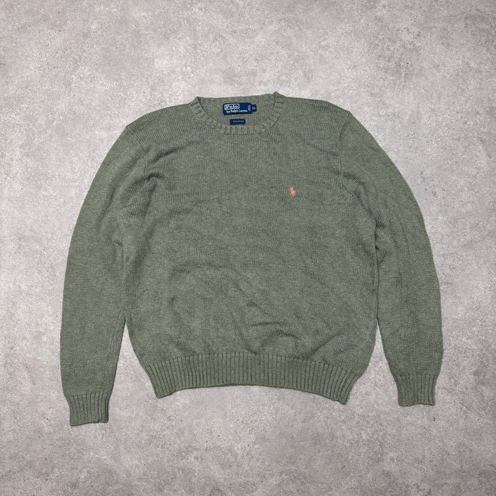 Polo Ralph Lauren Crew Neck Heavy Knit Jumper Size XL Green