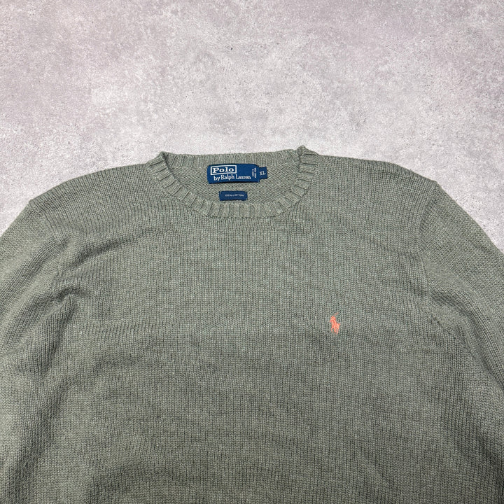 Polo Ralph Lauren Crew Neck Heavy Knit Jumper Size XL Green