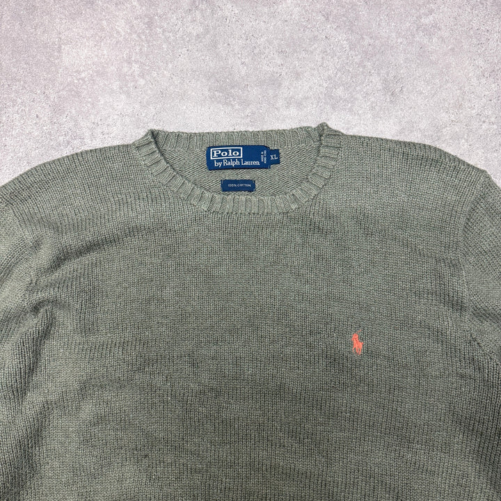 Polo Ralph Lauren Crew Neck Heavy Knit Jumper Size XL Green