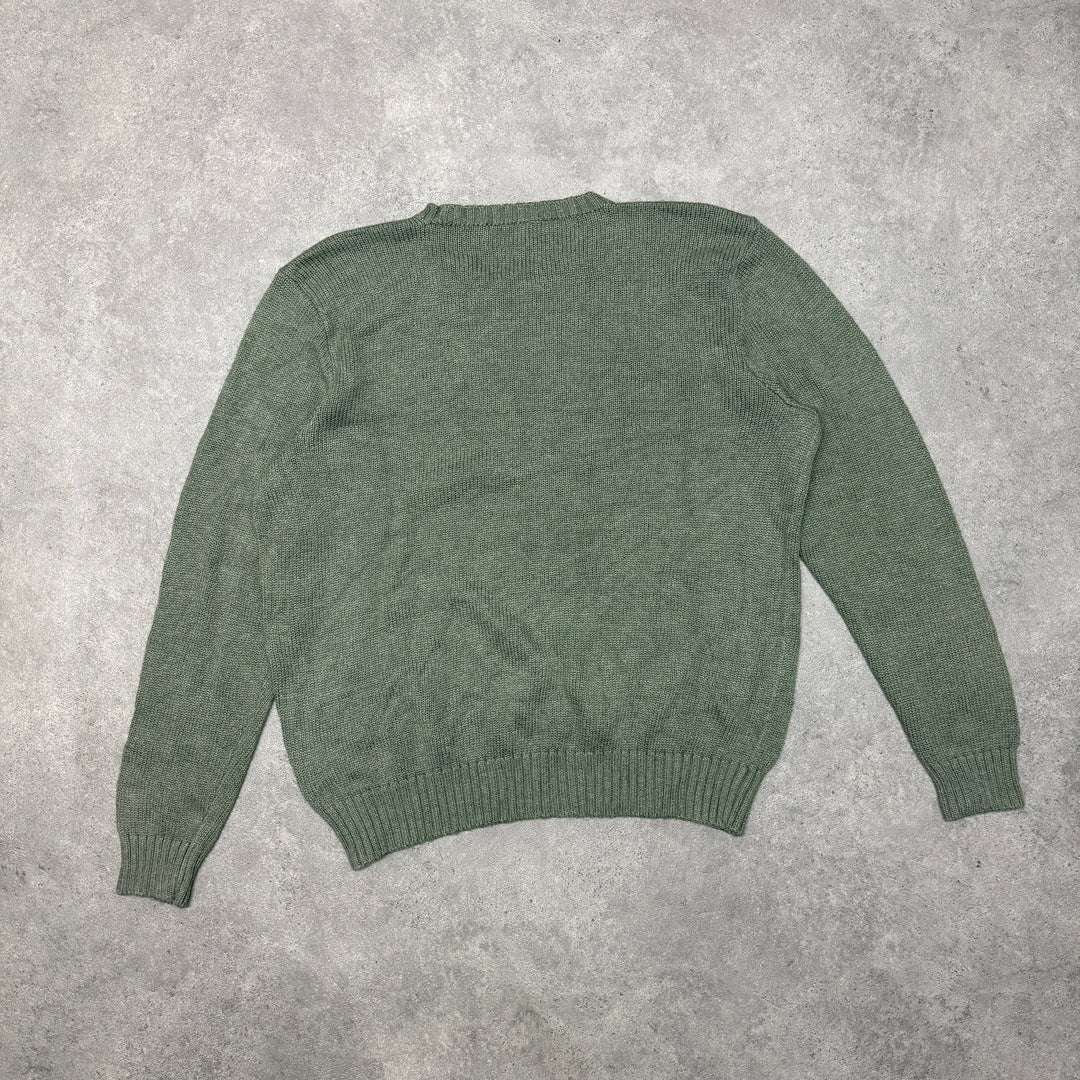 Polo Ralph Lauren Crew Neck Heavy Knit Jumper Size XL Green