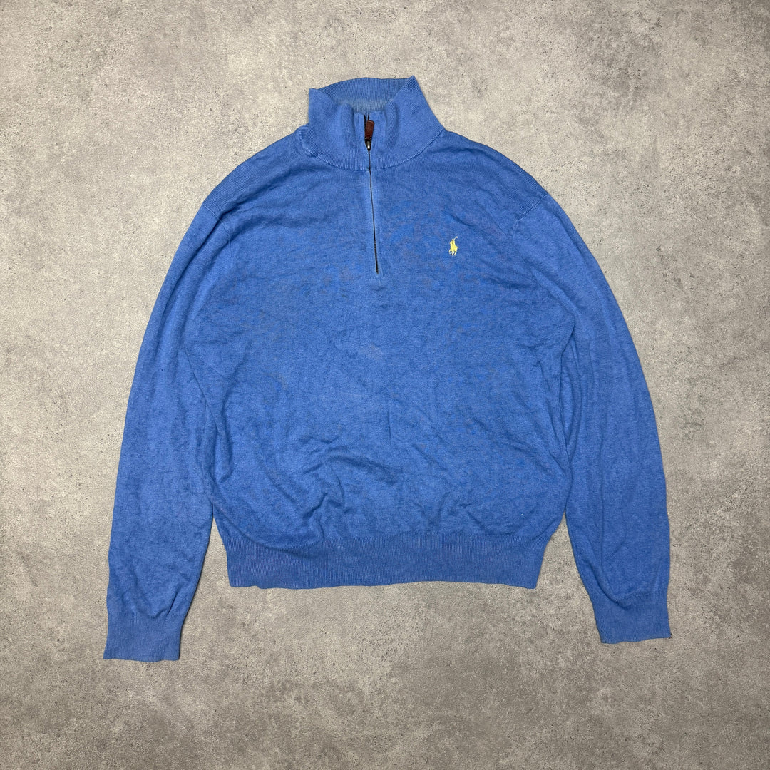 Polo Ralph Lauren Quarter Zip Jumper Size M Blue