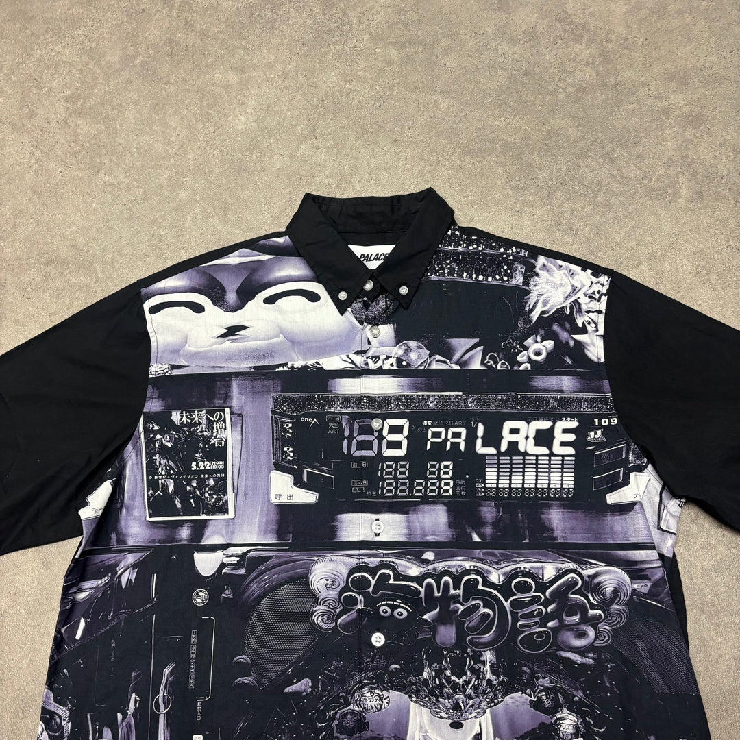 Palace Printed Graphic Black Short Sleeve Shirt (L)