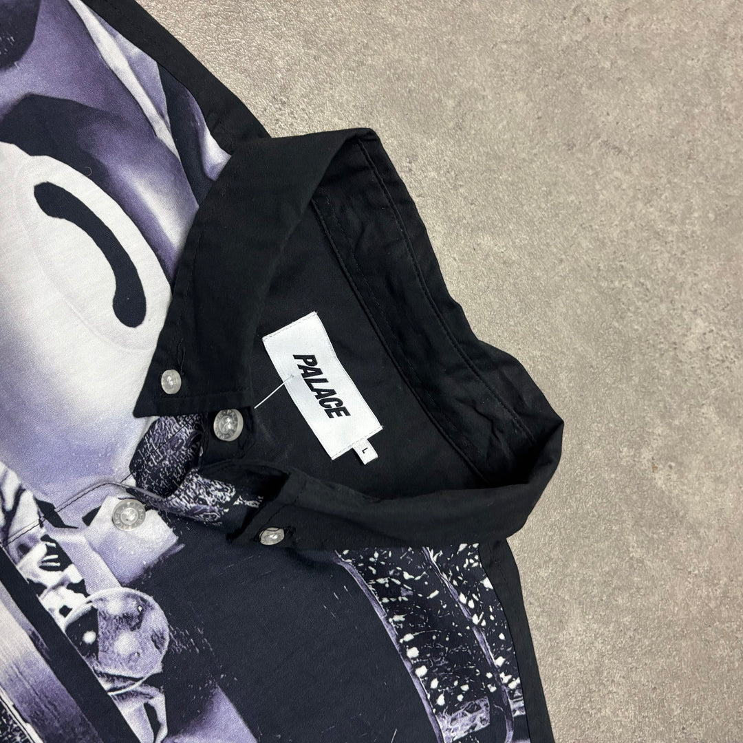 Palace Printed Graphic Black Short Sleeve Shirt (L)