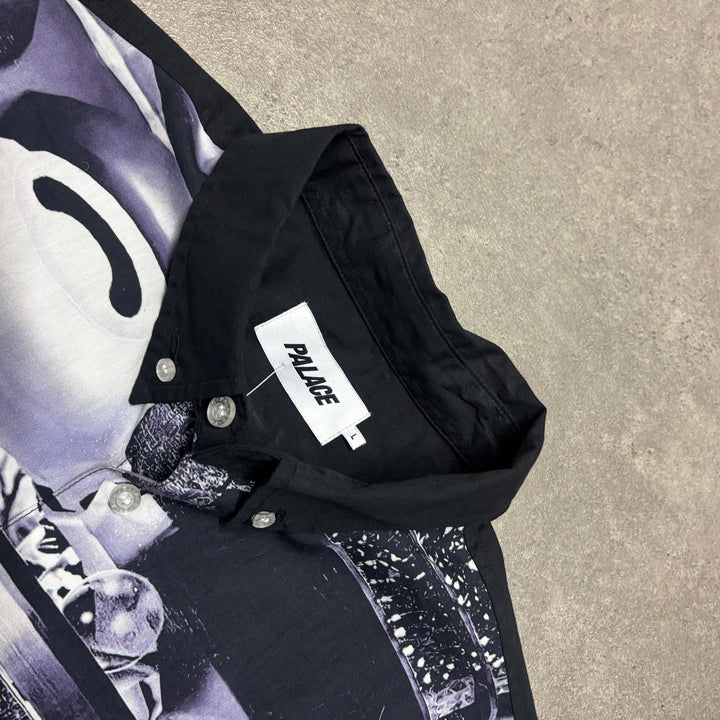 Palace Printed Graphic Black Short Sleeve Shirt (L)