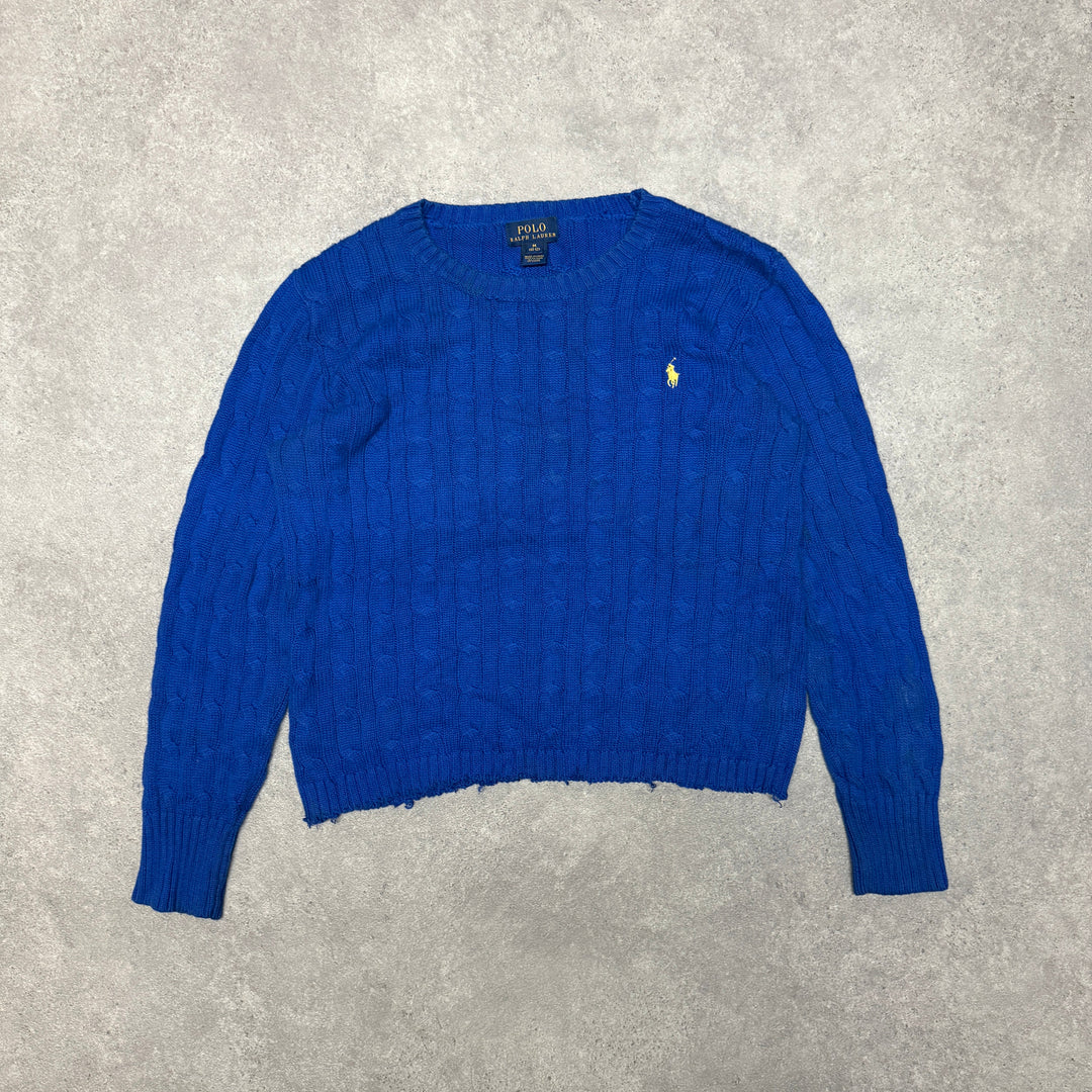 Polo Ralph Lauren Crew Neck Cable Knit Jumper  Women Size M Blue