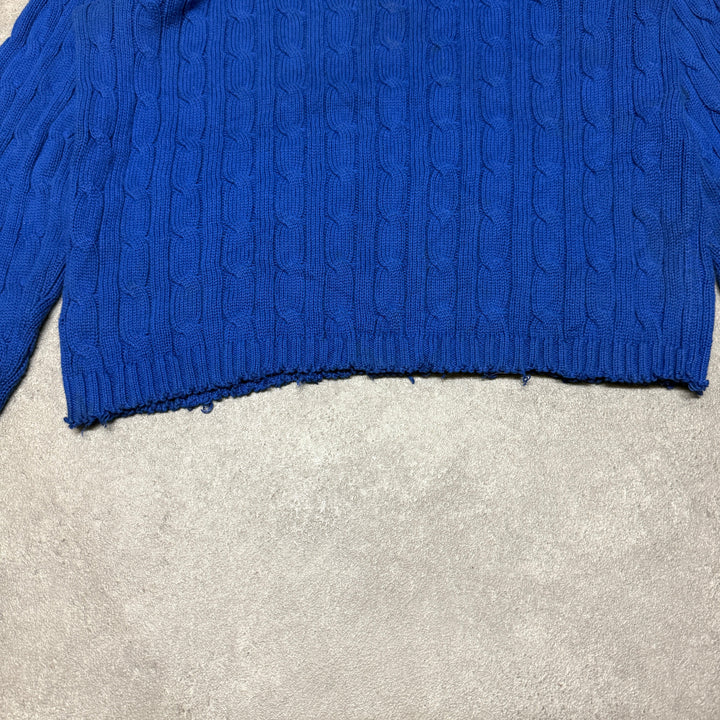 Polo Ralph Lauren Crew Neck Cable Knit Jumper  Women Size M Blue