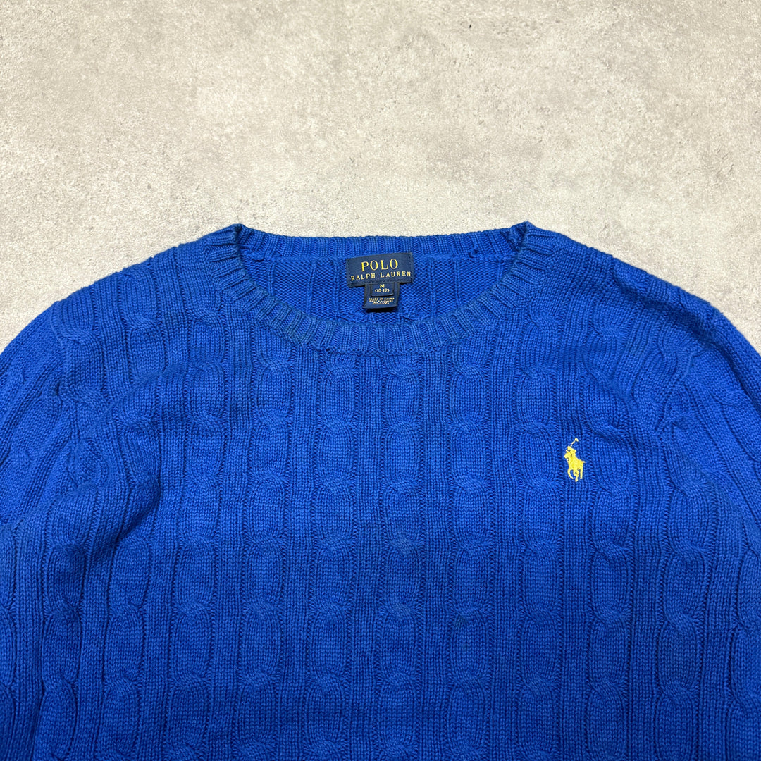 Polo Ralph Lauren Crew Neck Cable Knit Jumper  Women Size M Blue