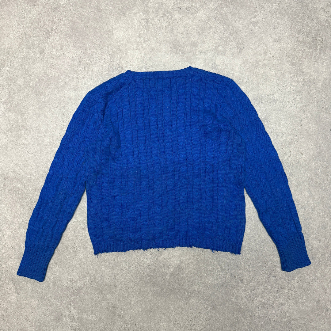 Polo Ralph Lauren Crew Neck Cable Knit Jumper  Women Size M Blue