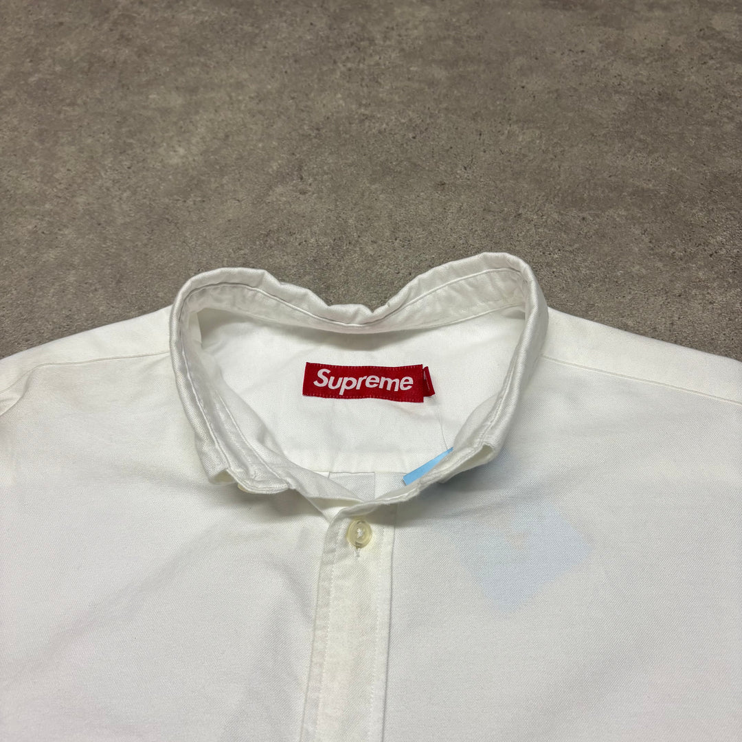 Supreme White Long Sleeve Collared Shirt (M)