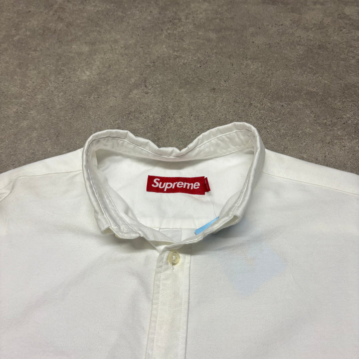 Supreme White Long Sleeve Collared Shirt (M)