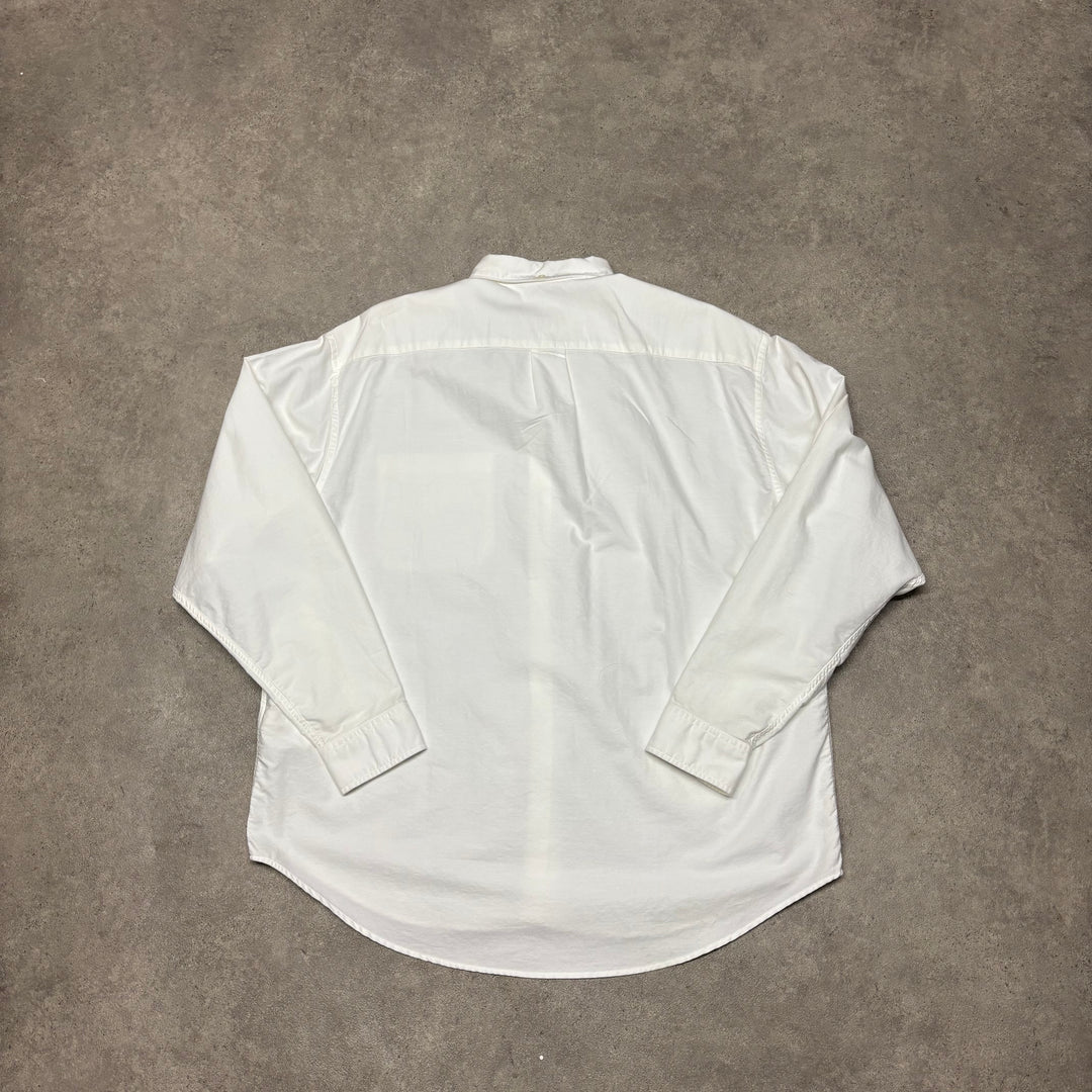 Supreme White Long Sleeve Collared Shirt (M)