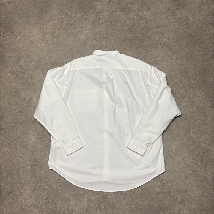 Supreme White Long Sleeve Collared Shirt (M)