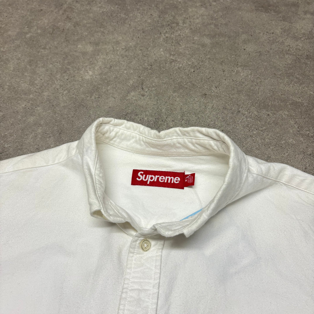 Supreme Small Logo White Long Sleeve Shirt (M)