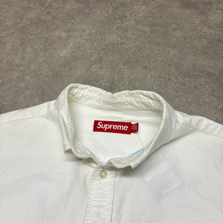 Supreme Small Logo White Long Sleeve Shirt (M)