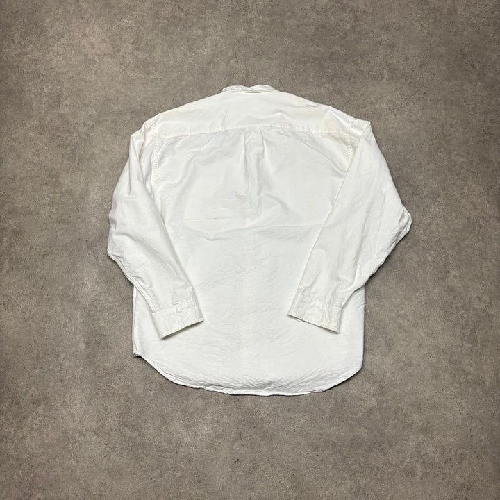 Supreme Small Logo White Long Sleeve Shirt (M)