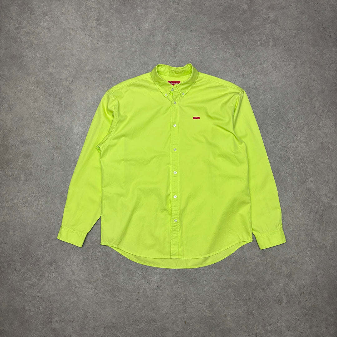 Supreme Bright Green Long Sleeve Collared Shirt (M)