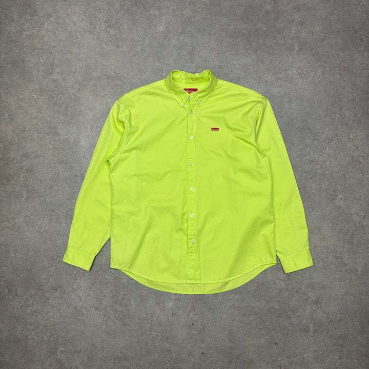 Supreme Bright Green Long Sleeve Collared Shirt (M)
